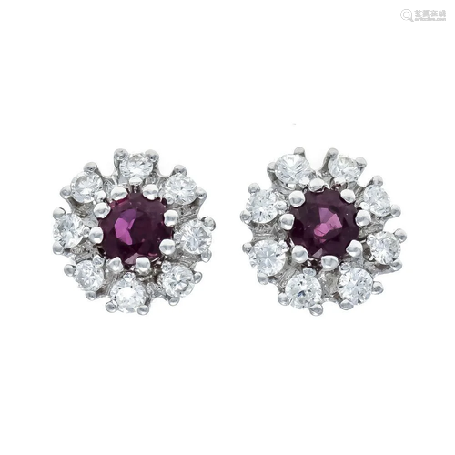 Ruby diamond stud earrings WG