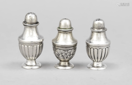 Three salt shakers, 20th c. st