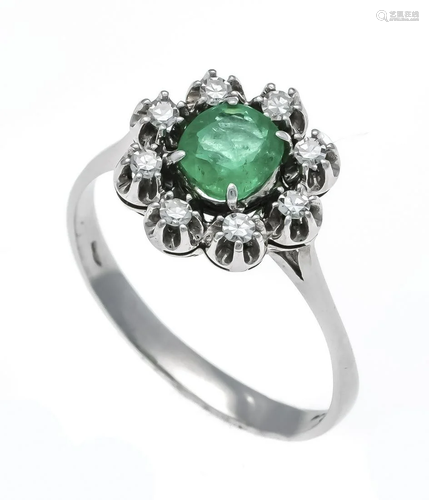 Emerald diamond ring WG 750/00