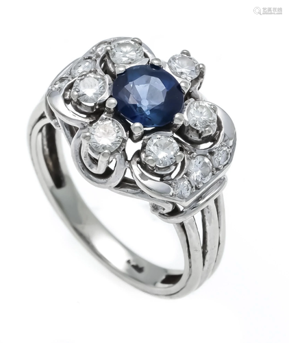 Sapphire diamond ring WG 750/0