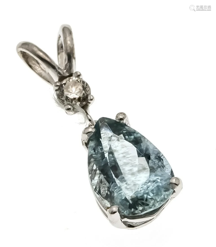 Aquamarine diamond pendant WG