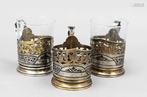 Three tea glass holders, Russi