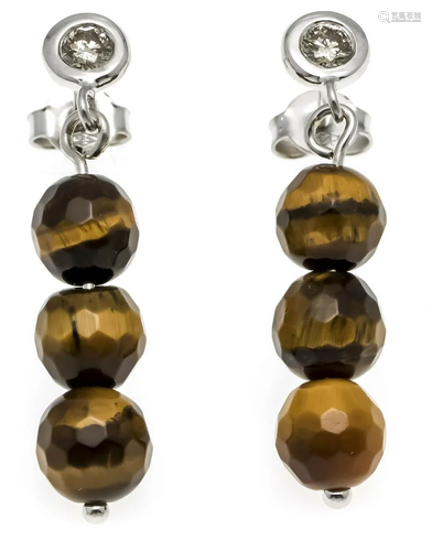 Tiger eye diamond stud earring