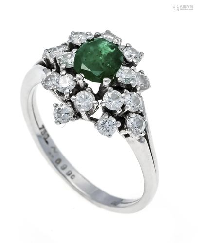 Emerald diamond ring WG 750/00