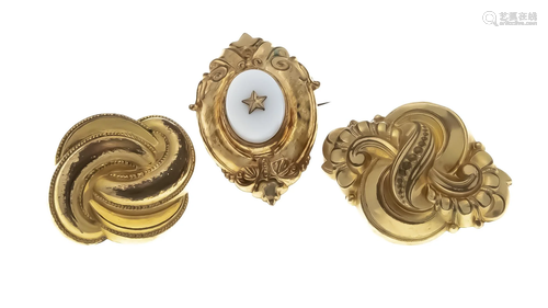 3 Biedermeier brooches, metal