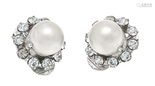 Dior pearl earclips metal, wit