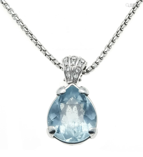 Aquamarine diamond pendant WG