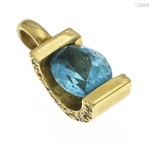 Blue topaz diamond pendant GG