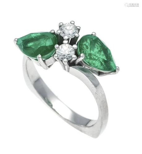 Emerald diamond ring WG 585/00