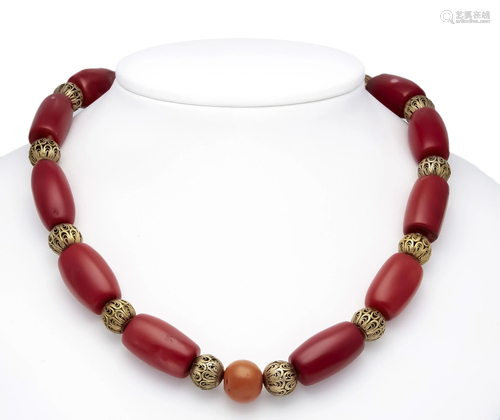 Coral necklace with lobster cl