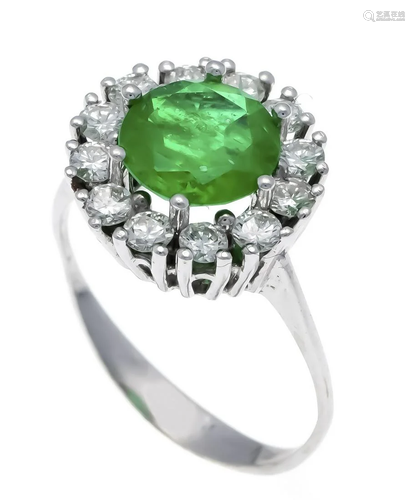 Emerald diamond ring WG 750/00