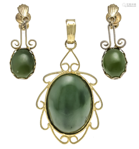 Jade set gold plated with 3 ja