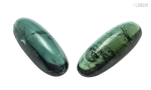 2 oval tourmaline cabochons, t