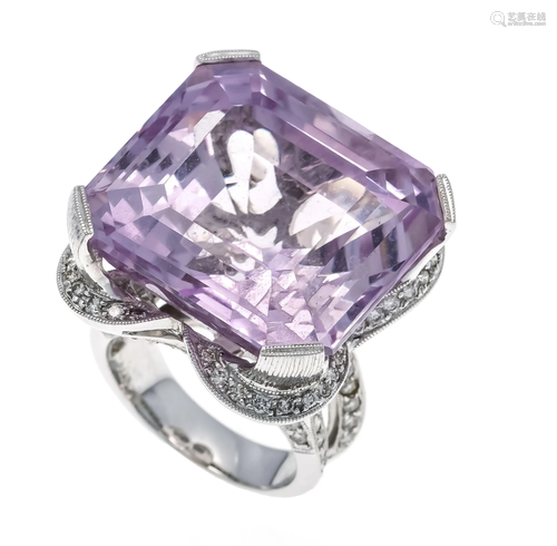 Kunzite diamond ring WG 750/00