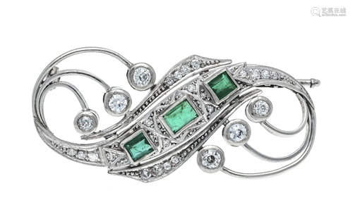 Art Deco brooch platinum 800/0