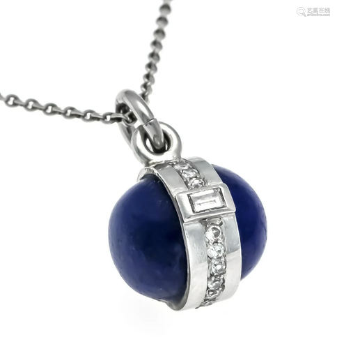 Lapis lazuli diamond pendant p