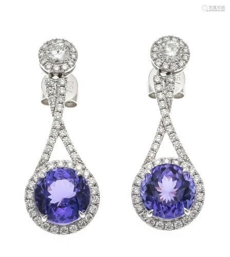 Tanzanite diamond stud earring