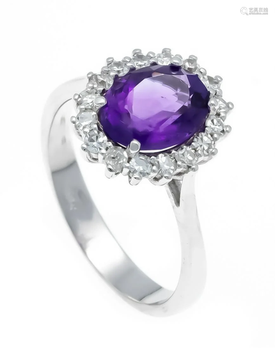 Amethyst diamond ring WG 585/0