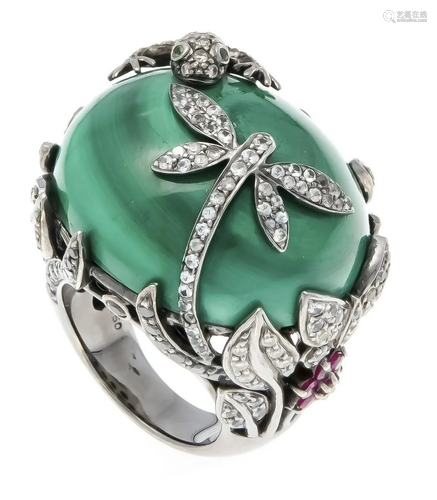 Malachite diamond ring WG 750/