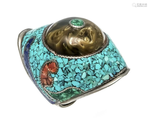 Stone mosaic ring silver 925/0