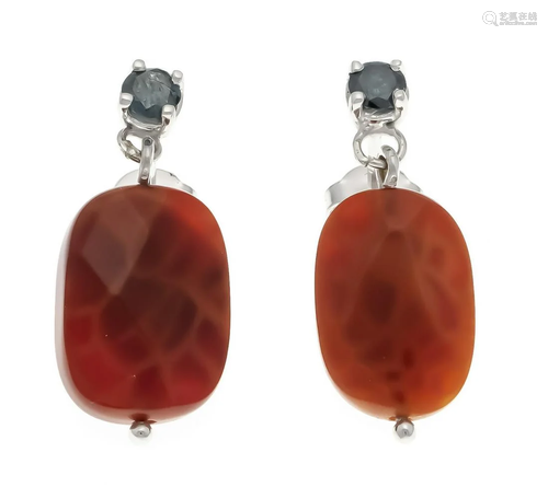 Fire agate diamond stud earrin