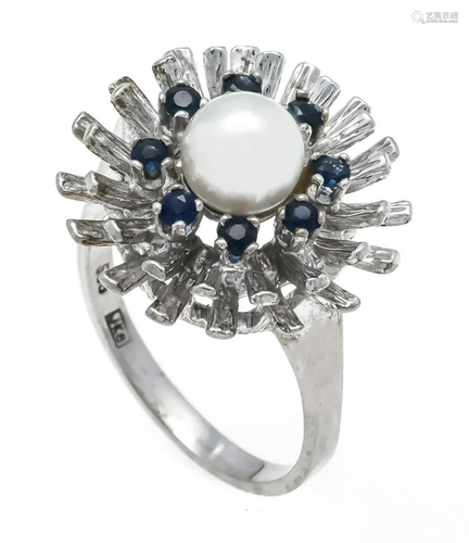 Akoya pearl sapphire ring WG 5