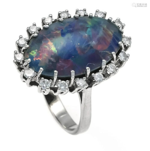 Opal triplet diamond ring WG 5