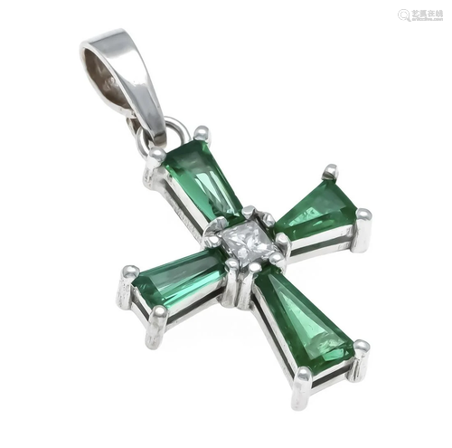 Emerald diamond cross pendant