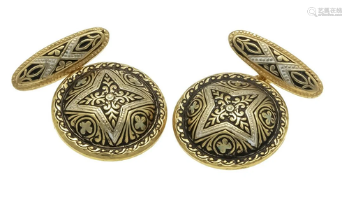 Gold plated cufflinks with bla