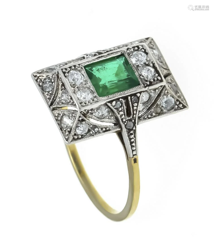 Art Deco emerald old cut diamo