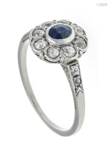 Sapphire old cut diamond ring