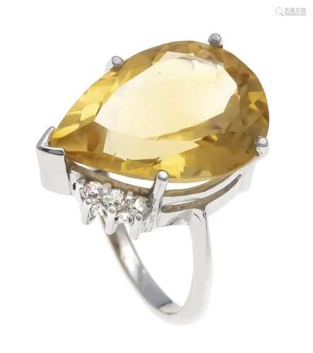 Citrine old-cut diamond ring W