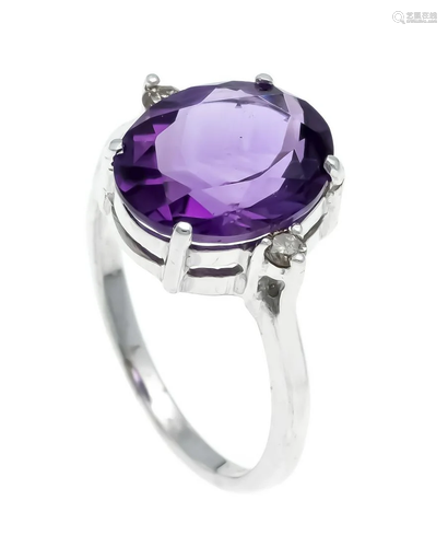 Amethyst diamond ring WG 585/0