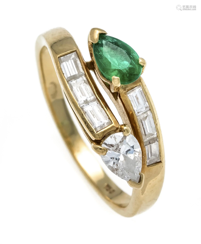 Emerald diamond ring GG 750/00