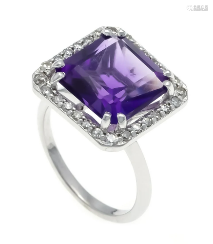 Amethyst diamond ring WG 585/0