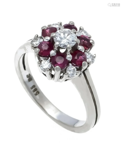 Ruby diamond ring WG 585/000 w