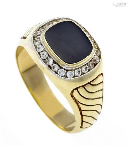 Onyx men's ring GG 585/000 wit