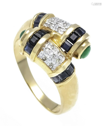 Sapphire emerald diamond ring