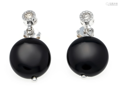 Onyx diamond stud earrings WG