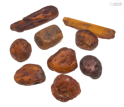 Raw amber assemblage, 9 chunks