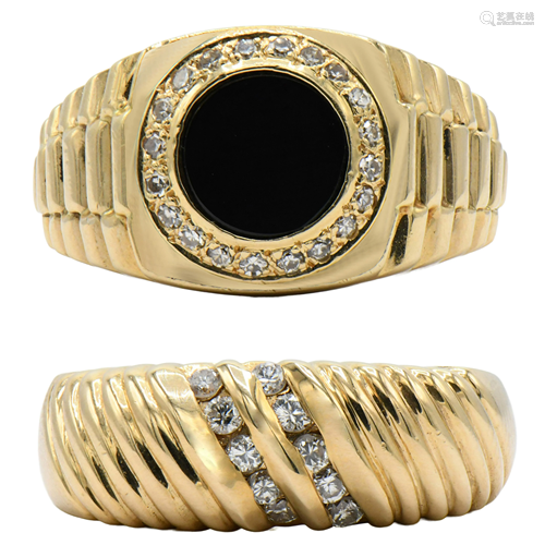 Two 14 Karat Gold & Diamond Rings