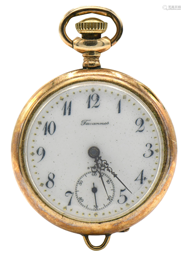 Tavannes 10 Karat Gold Open Face Pocket Watch