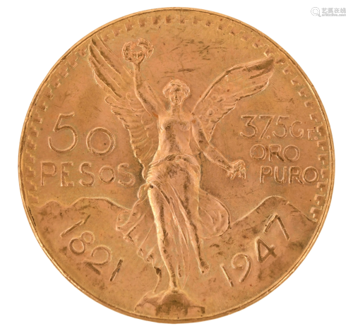 1947 Mexican 50 Pesos Gold Coin