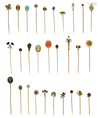 Group of 10 Karat Gold Hat Pins