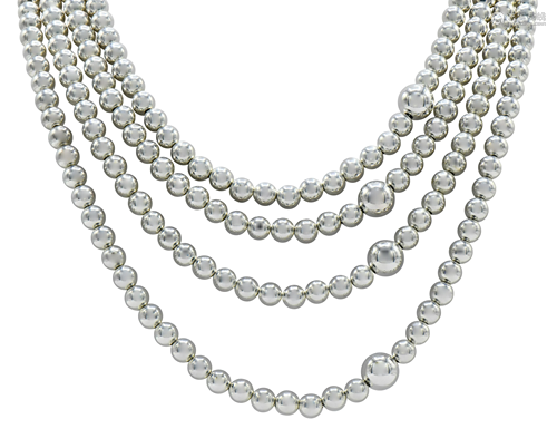 Tiffany & Co. Sterling Silver Beaded Necklace