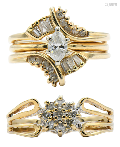 Two 14 Karat Gold & Diamond Rings