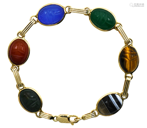 14 Karat Gold Scarab Bracelet