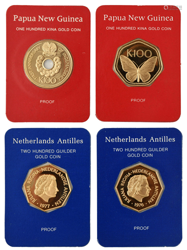 Four Franklin Mint Commemorative Gold Coins