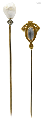 Two 14 Karat Gold Hat Pins