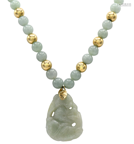 Jade & Gold Beaded Necklace